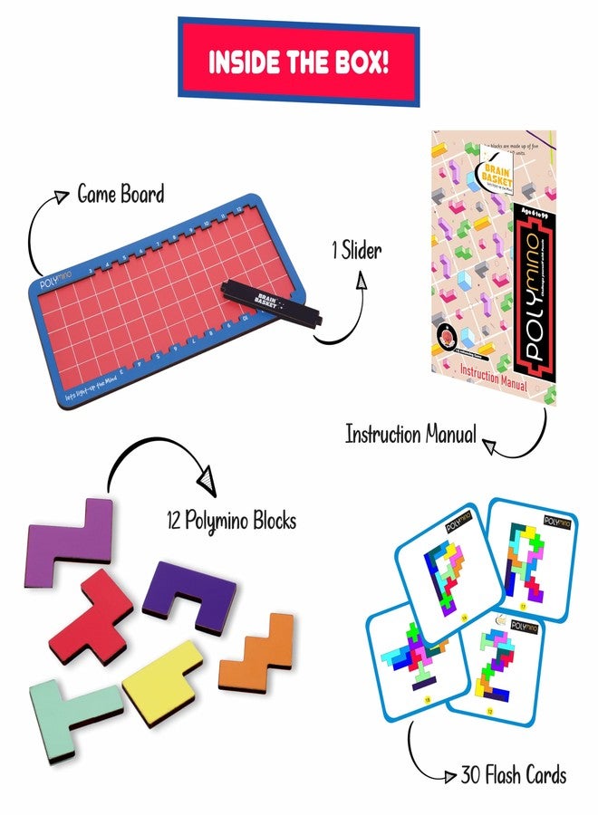 BRAIN BASKET Polymino Block Puzzle Game with 30 Flashcards for Kids Ages 6+ Years | Brain Logic Board Game and Problem-Solving Mind Game | Puzzle Game for Kids | Scrabble Game - Image 3